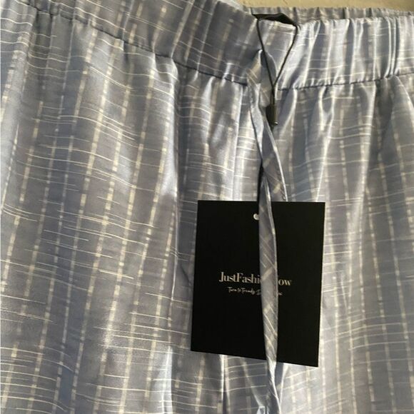 NWT Women light Blue Striped Lightweight Cropped Ankle Summer Lounge Pants XXL - Picture 6 of 9